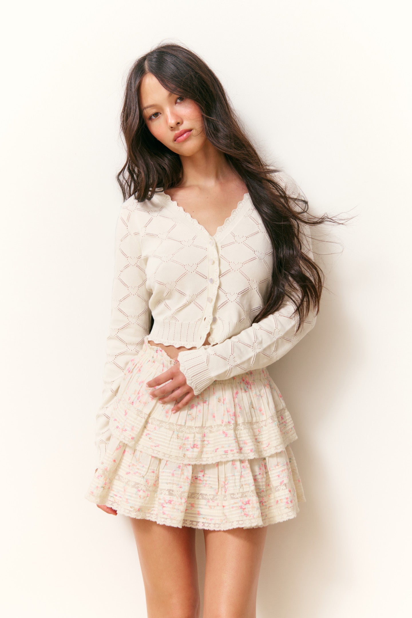 Ruffle Mini Luna Rosa Fleur Skirt - MAGNOLIA