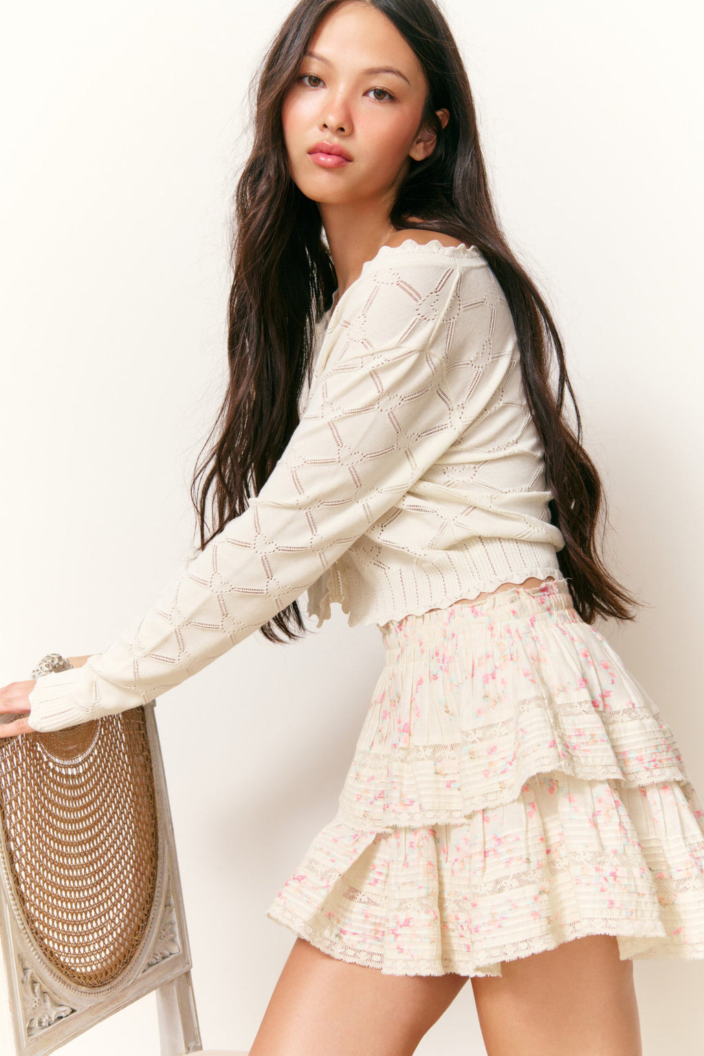 Ruffle Mini Luna Rosa Fleur Skirt - MAGNOLIA