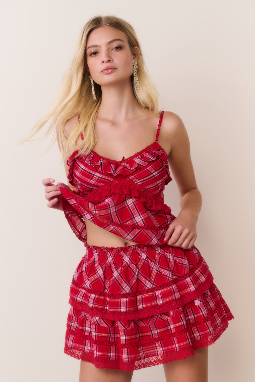 Ruffle Mini Tartan Skirt