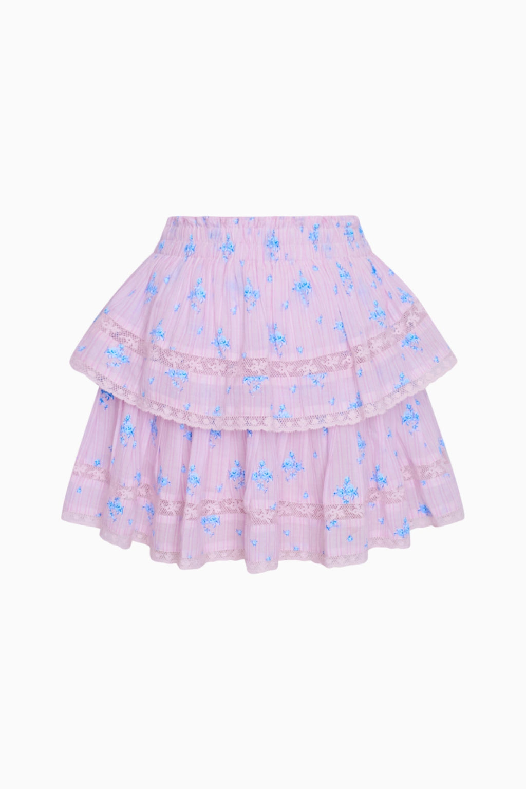 Ruffle Mini Floral Striped Skirt